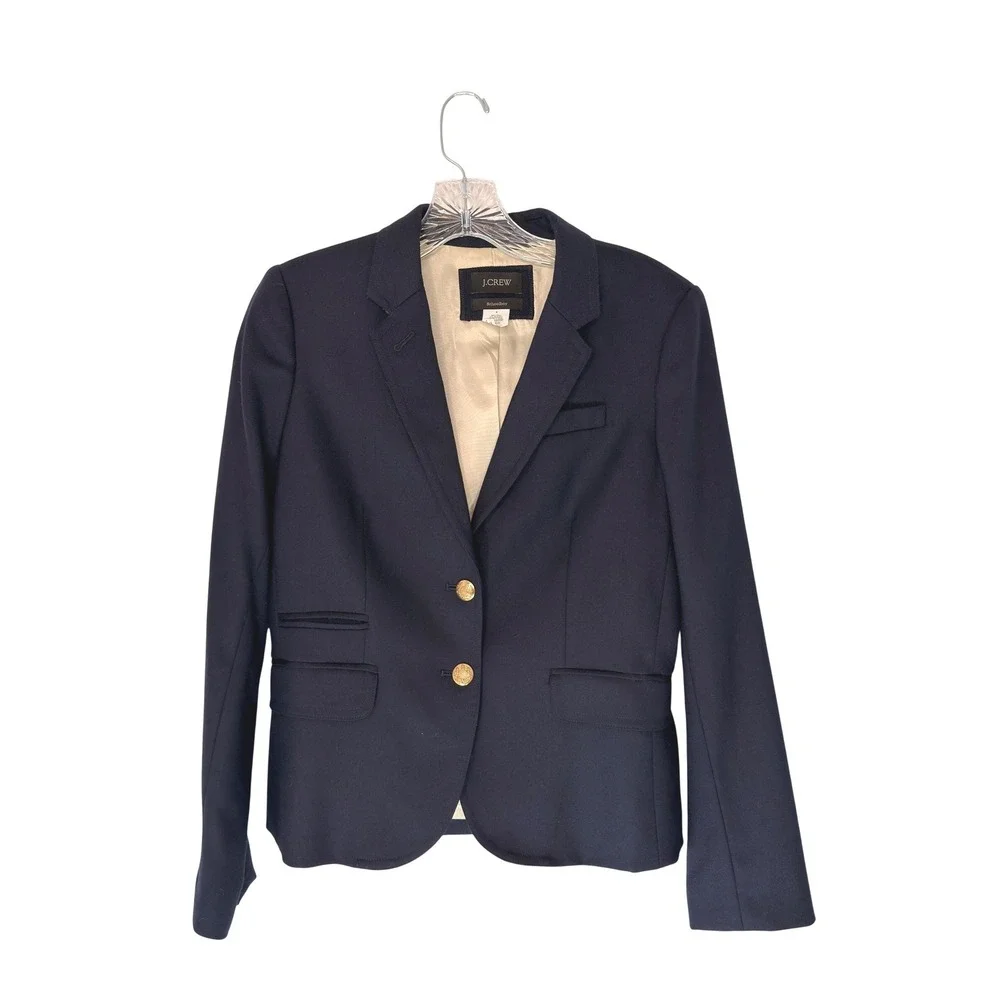 J.Crew‎ Original Wool Schoolboy Blazer Navy Blue Office Work Business Casual 4